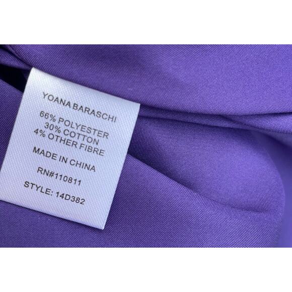 Yoana Baraschi Dress Purple Waffle Knit Sz 4 Metallic Pleated Midi Knee Length - Picture 8 of 8